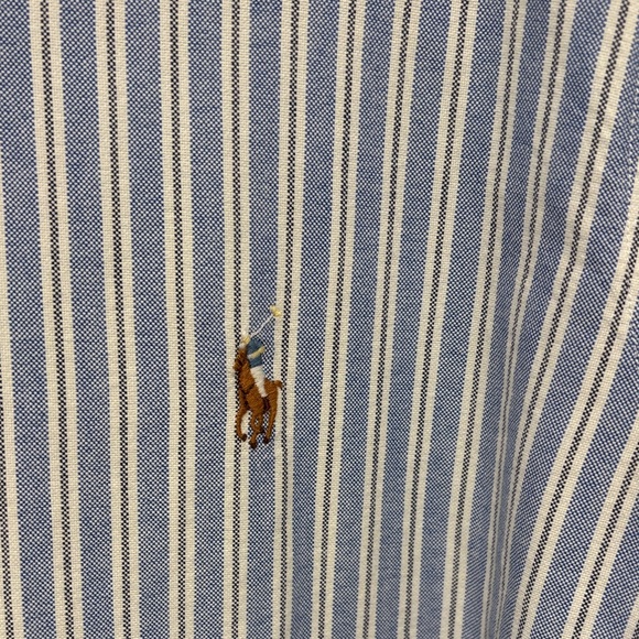 Polo by Ralph Lauren Blue and White Striped Button-Down Shirt - Picture 3 of 8